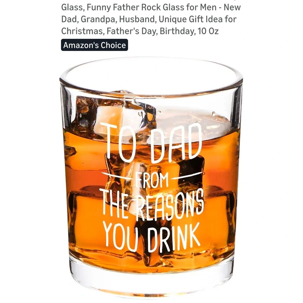 Funny Dad Whiskey Glass To Dad From The Reasons You Drink Rocks‎ Glass 10oz